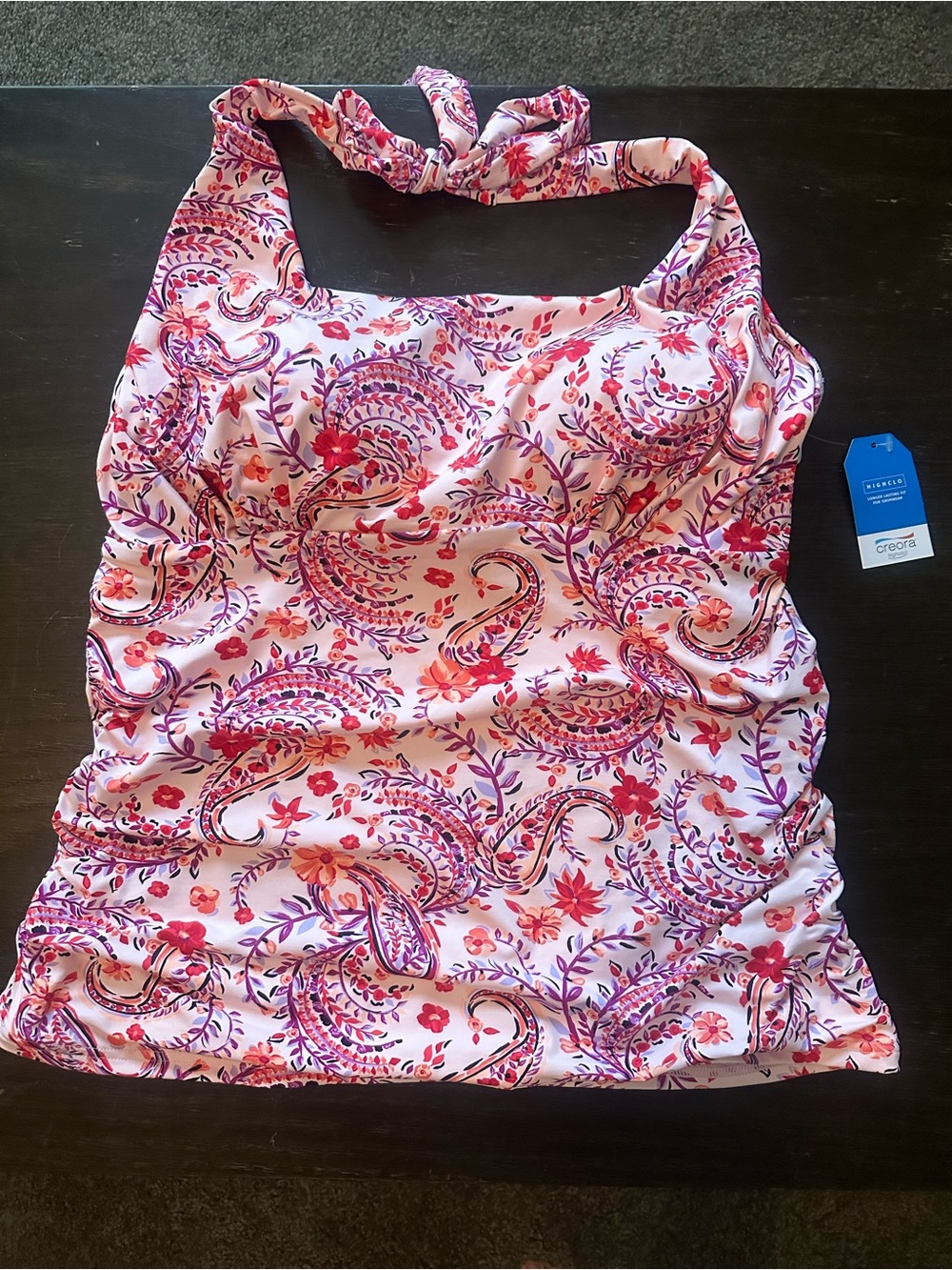 Lands' End Pink Paisley Halter Tank with Floral Print 10D